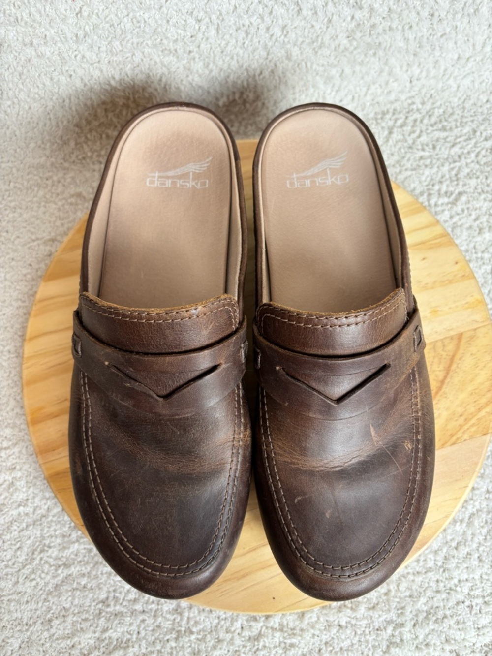 Dansko Shoes Womens 39 US 8.5-9 Brown Bel Oiled Penny Loafer Slip On Clogs - Picture 3 of 16